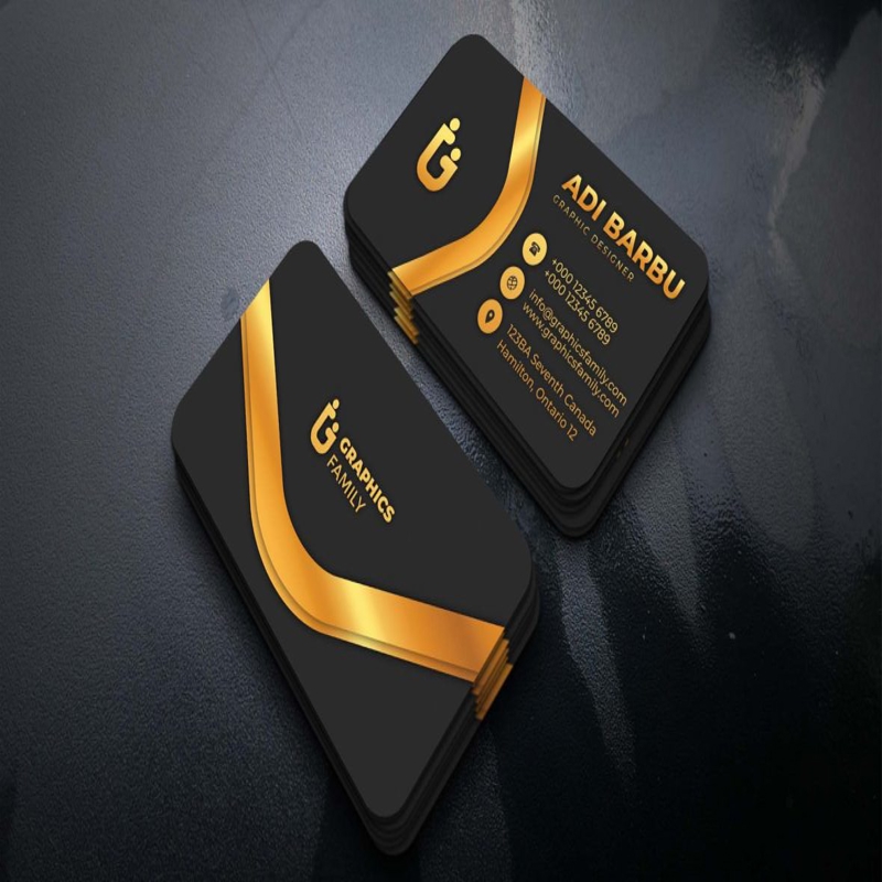 فایل الگوی کارت ویزیت زیبا با طرح سیاه و طلایی - Elegant Black and Gold Business Card Template