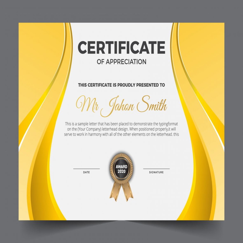 فایل قالب گواهی زیبا با جزئیات طلایی - Elegant certificate template with gold details
