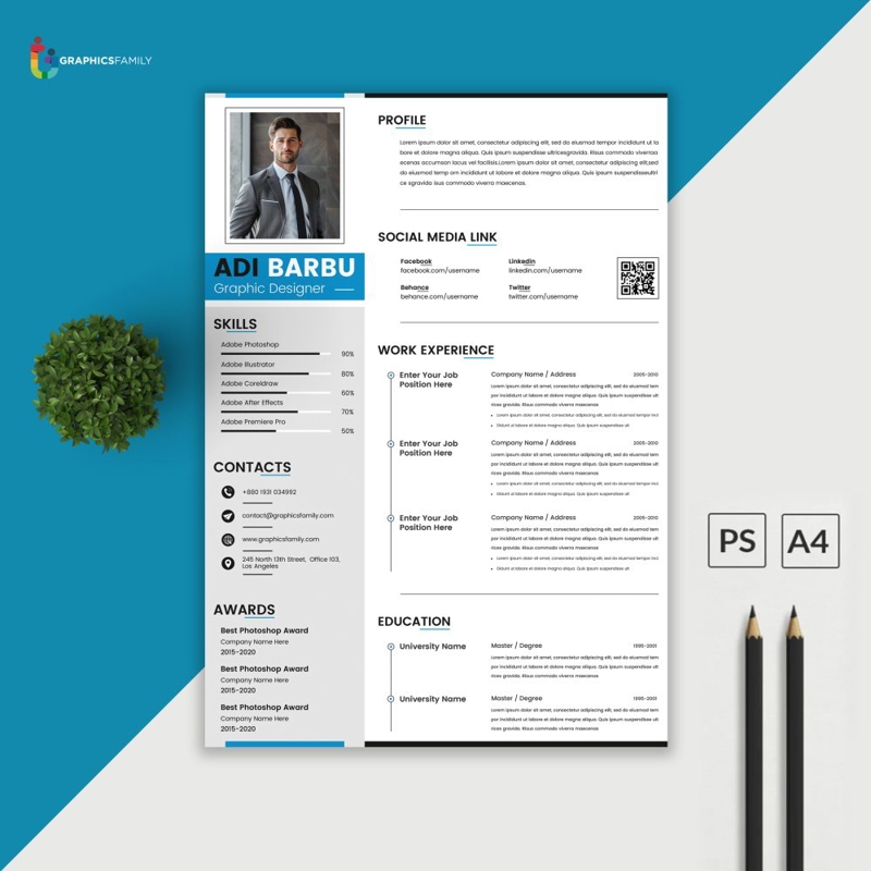 فایل الگوی رزومه CV زیبا - Elegant CV Resume Template