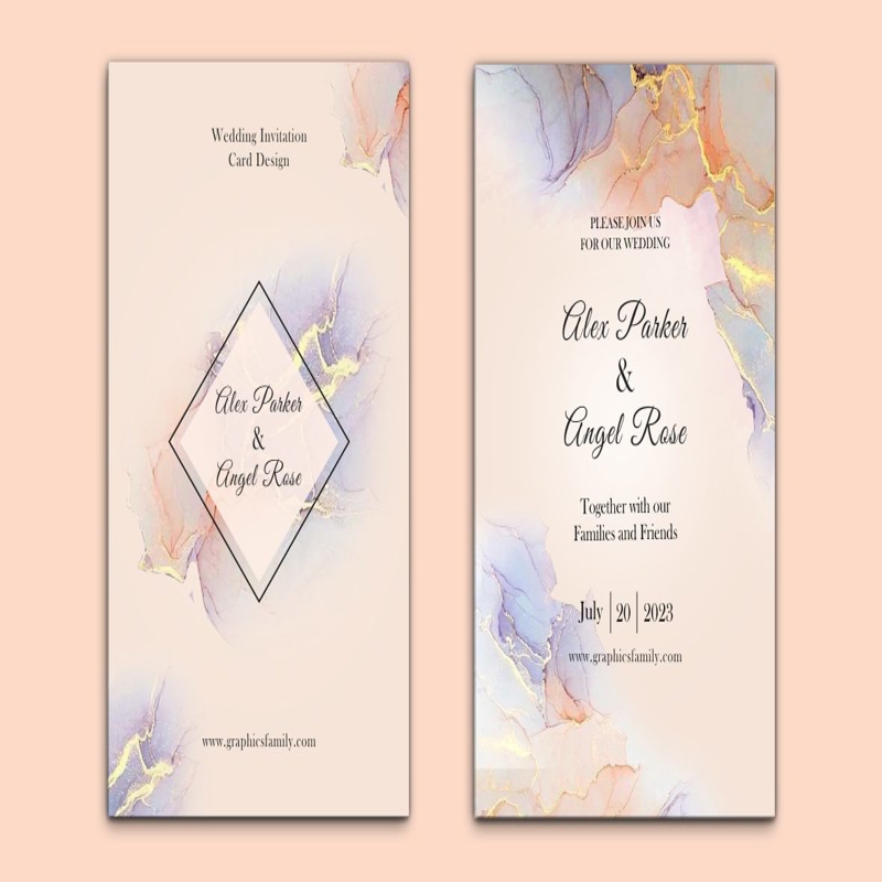 فایل نمونه کارت دعوت عروسی نامزدی شیک - Elegant engagement wedding invitation template