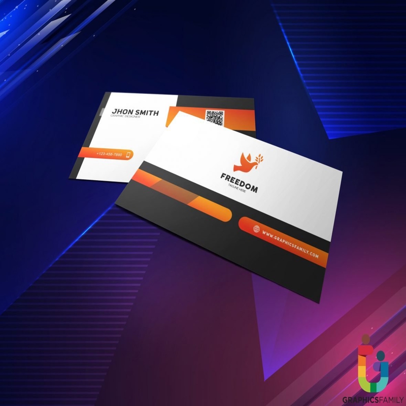 فایل الگوی کارت ویزیت زیبا نارنجی، سیاه و سفید - Elegant Orange, Black and White Business Card Template