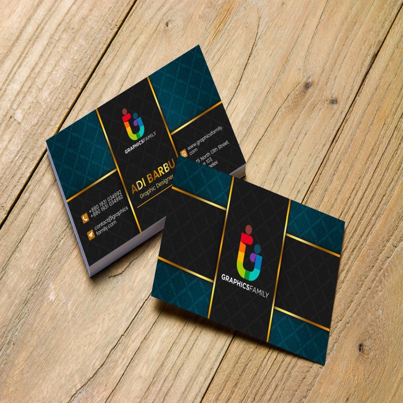فایل الگوی کارت ویزیت تیره تزئینی زیبا - Elegant Ornamental Dark Business Card Template