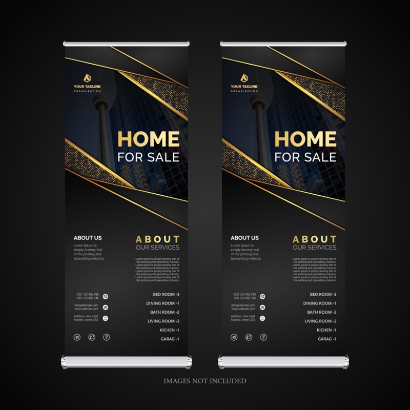 فایل الگوی بنر رول‌آپ زیبا - Elegant Roll-up Banner Template
