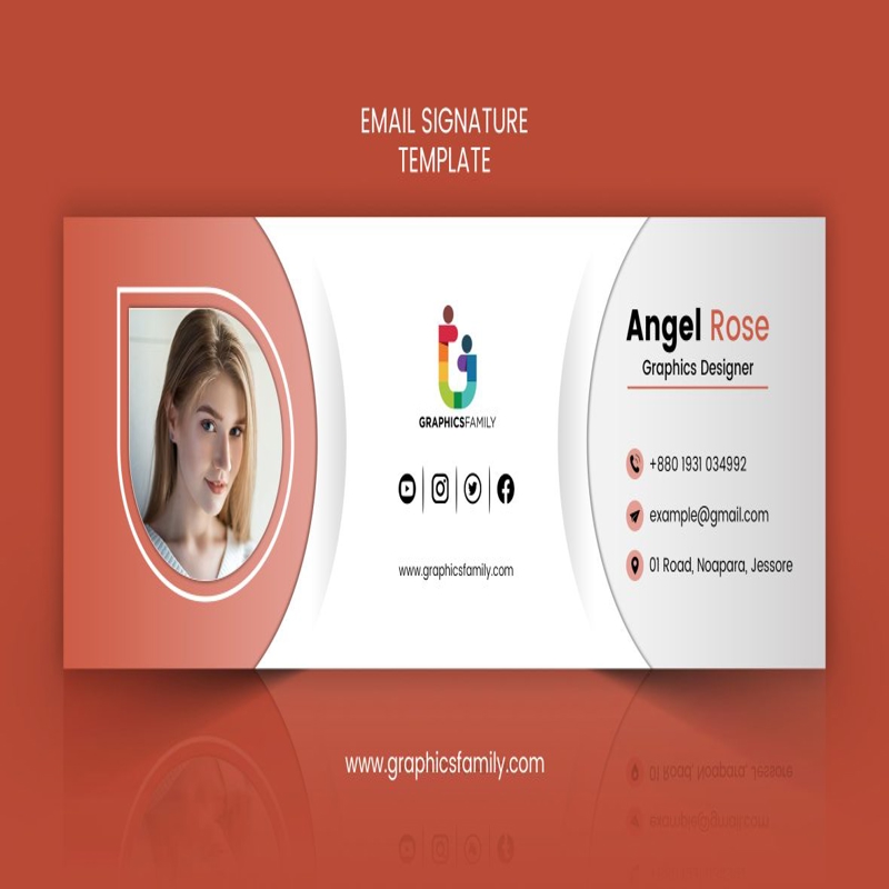 فایل طرح امضای ایمیل به سبک تخت PSD - Email Signature Design In Flat Style PSD