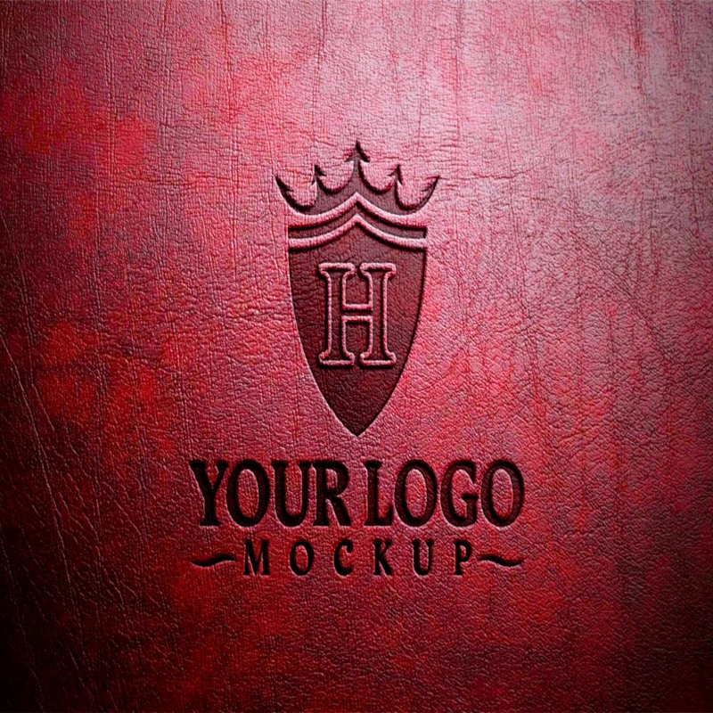 فایل موکاپ لوگو چرم برجسته - Embossed Leather Logo Mockup