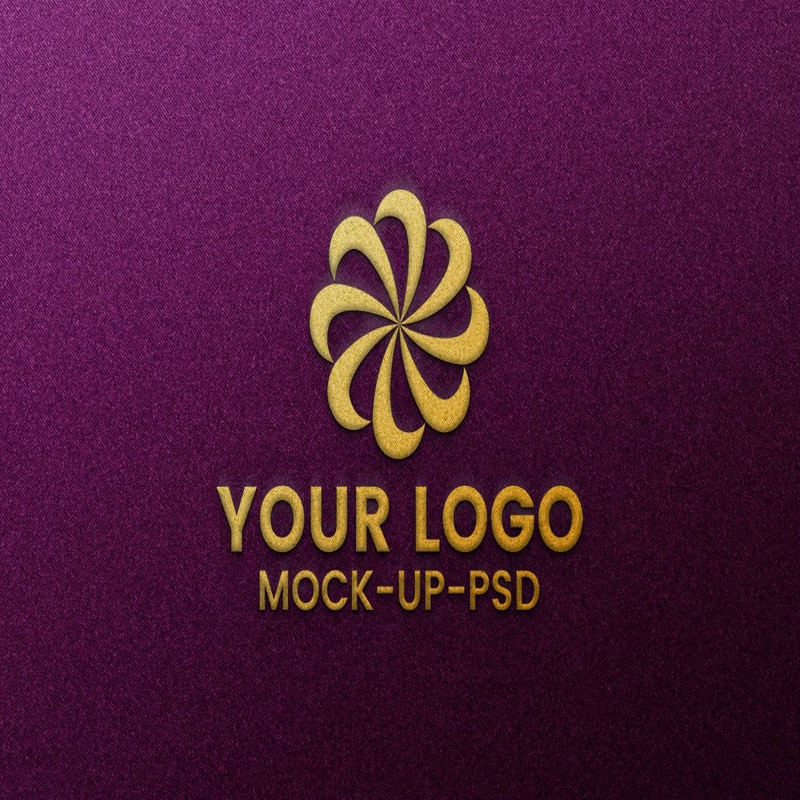 فایل موکاپ لوگو گلدوزی شده روی پارچه صورتی - Embroidered Stitched Logo Mockup on Pink Fabric