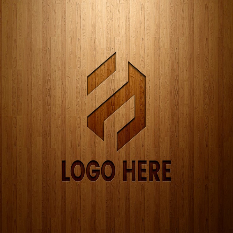 فایل موکاپ لوگو حکاکی شده روی چوب - Engraved Logo Mockup on Wood