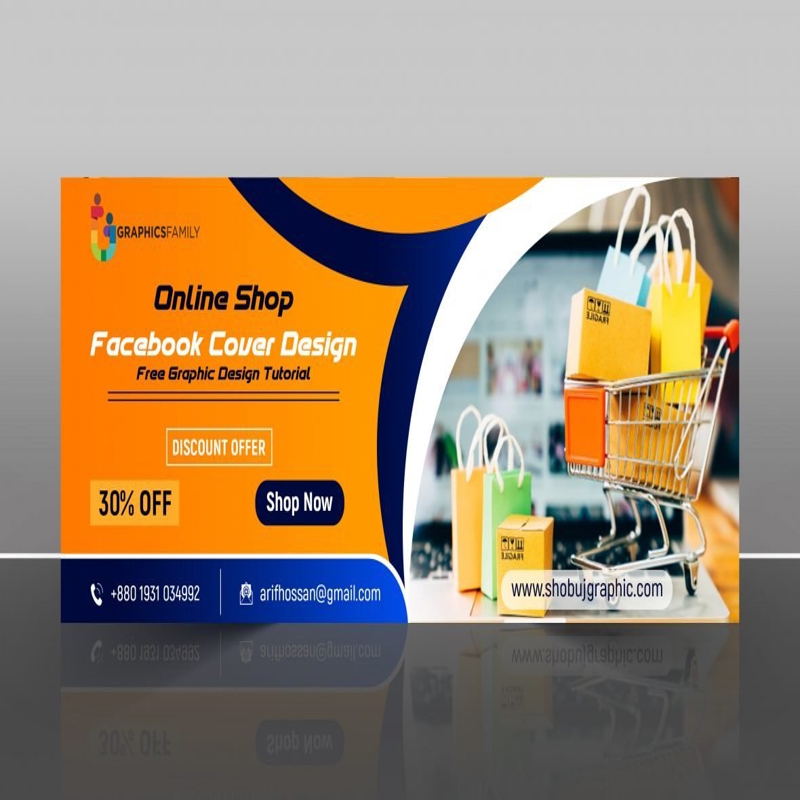 فایل طرح جلد فیسبوک برای قالب فروشگاه آنلاین - Facebook Cover Design for Online Shopping Market Template