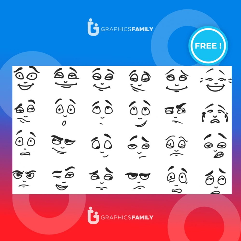 فایل مجموعه تصویرسازی حالات چهره - Facial expression illustration set