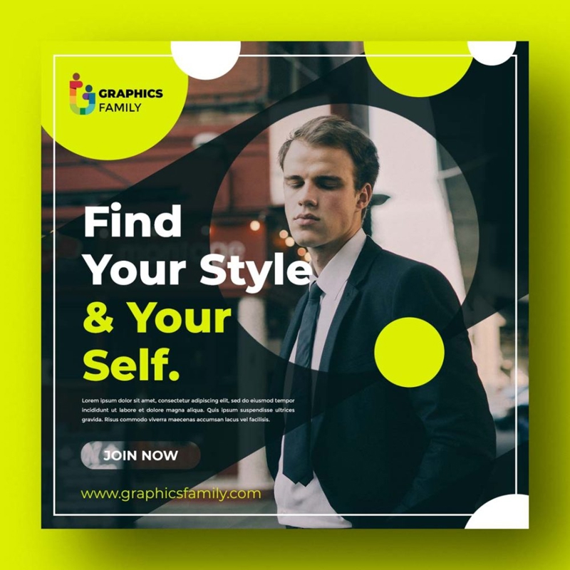 فایل الگوی طراحی پست رسانه‌های اجتماعی مد برای آقایان - Fashion for Men Social Media Post Design Template