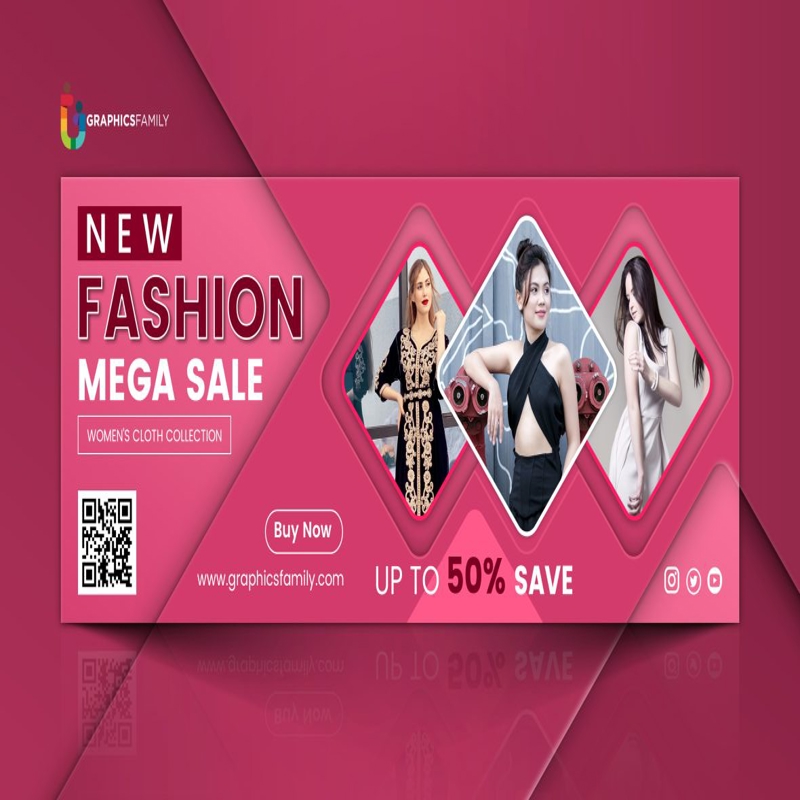 فایل الگوی طراحی جلد فیسبوک رسانه‌های اجتماعی مد - Fashion Social Media Facebook Cover Design Template