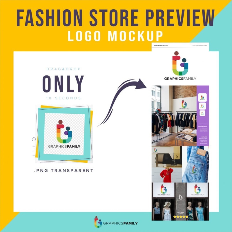 فایل پیش‌نمایش موکاپ لوگو فروشگاه مد - Fashion Store Logo Preview Mockup