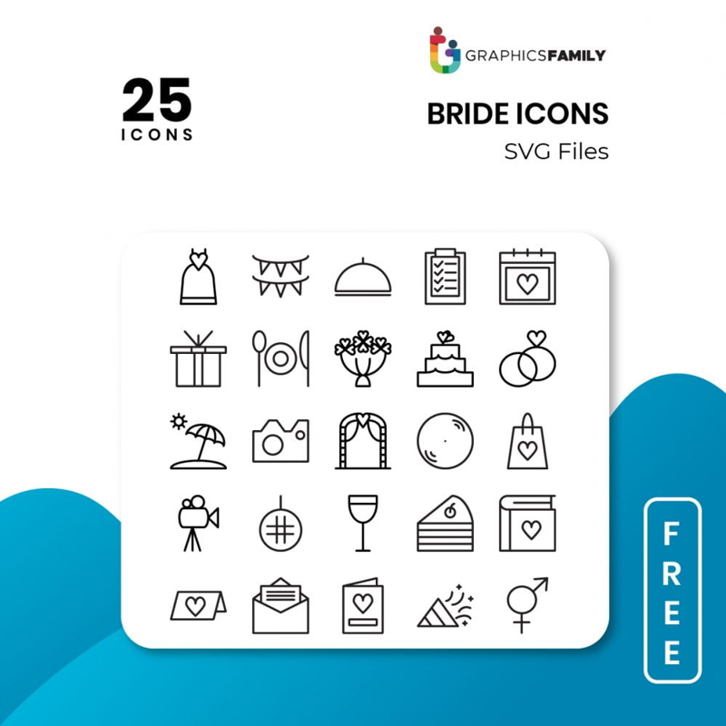 فایل آیکون‌های عروسی و عروس - Fee Wedding and Bride Icons