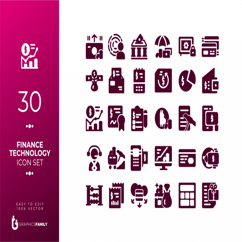 فایل مجموعه آیکون‌های فناوری مالی - Finance Technology Icon Set