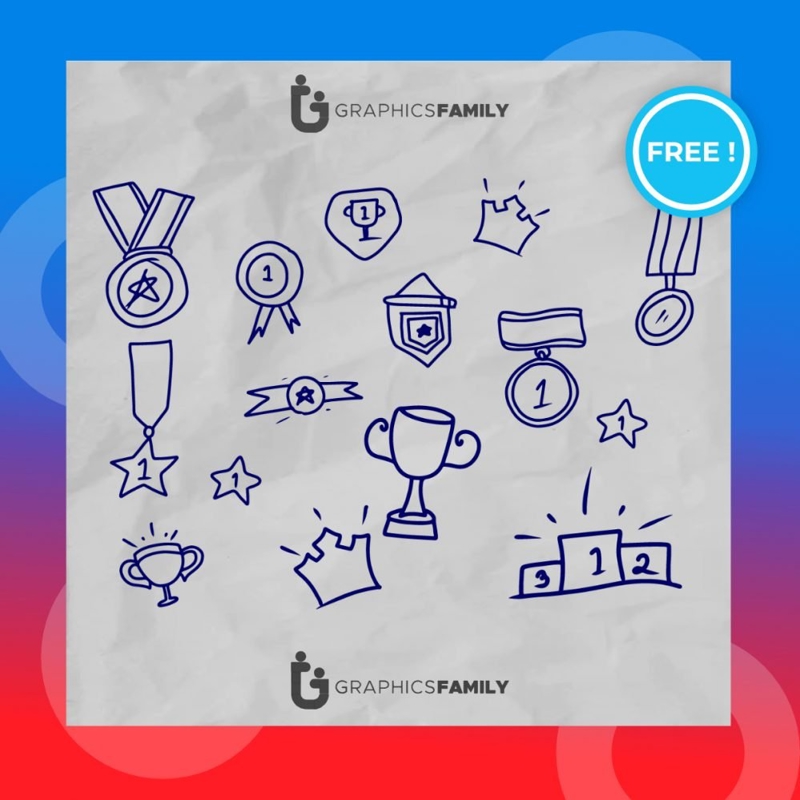 فایل وکتور مجموعه doodles برنده مقام اول - First place winner doodles collection vector