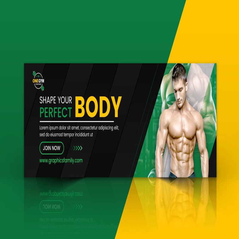 فایل طراحی بنر وب سایت باشگاه ورزشی و تناسب اندام - Fitness and Gym Web Banner Design