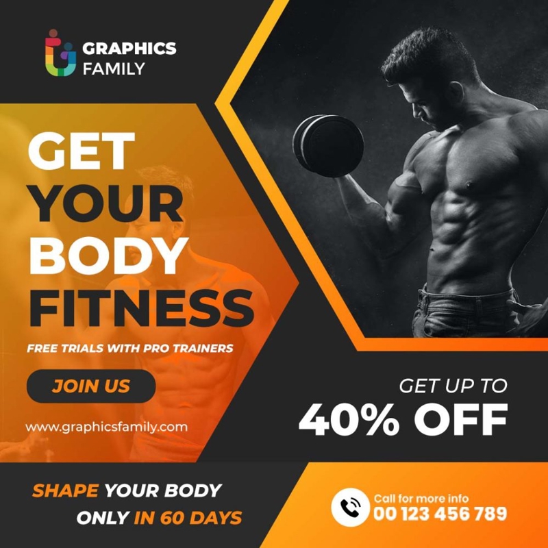 فایل الگوی رسانه اجتماعی تبلیغاتی باشگاه تناسب اندام - Fitness Club Promotion Social Media Template