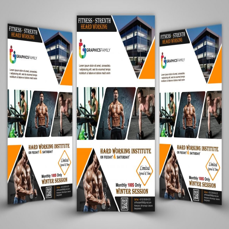 فایل قالب طراحی بروشور تناسب اندام psd - Fitness Flyer Design Template psd