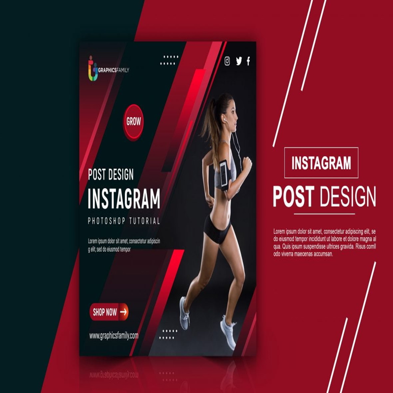 فایل طرح PSD پست اینستاگرام مربی تناسب اندام - Fitness Personal Trainer Instagram Post Design PSD