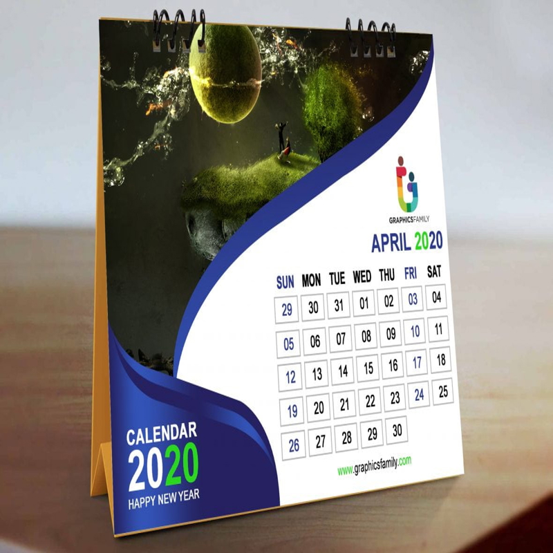 فایل طرح تقویم رومیزی تخت (PSD) - Flat Calendar Design PSD