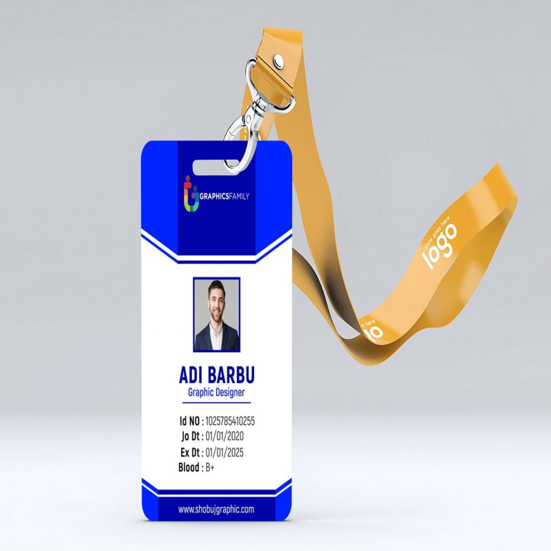 فایل طرح لایه باز کارت شناسایی اداری با فرمت psd - Flat office id card design template psd