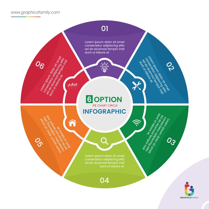 فایل الگوی اینفوگرافیک دایره‌ای با سبک تخت و تصویر برداری - Flat style pie chart circle infographic template vector image