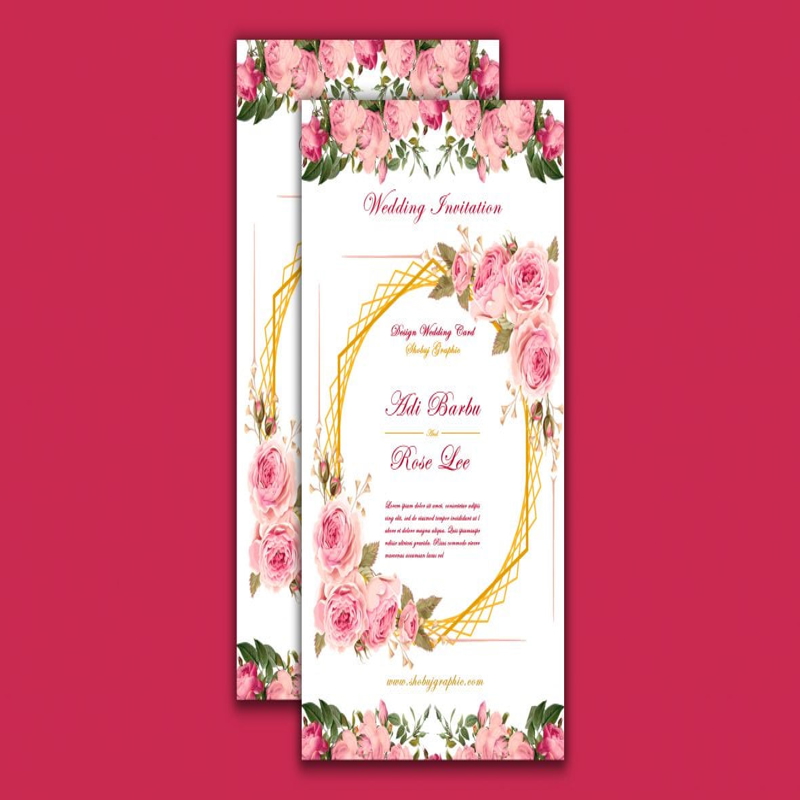 فایل الگوی طراحی کارت دعوت عروسی گلدار - Floral Wedding Invitation Card Design Template