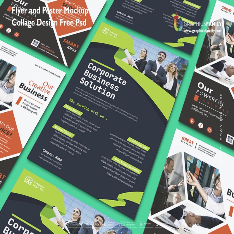 فایل طرح کلاژ ماکت بروشور و پوستر با فرمت PSD - Flyer and Poster Mockup Collage Design Psd
