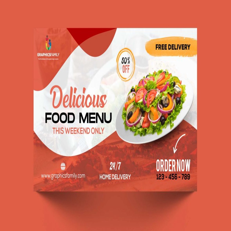 فایل الگوی بنر تبلیغاتی مواد غذایی - Food Advertising Banner Template
