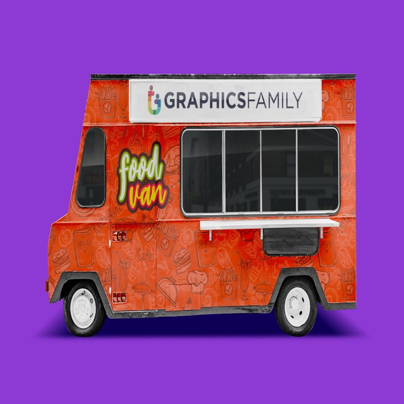 فایل ماکت ون مواد غذایی - Food Van Mockup