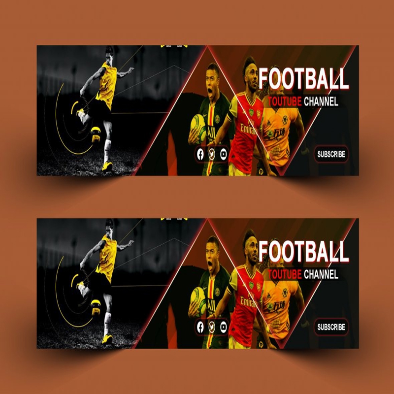 فایل طراحی جلد کانال یوتیوب فوتبال - Football YouTube Channel Cover Design