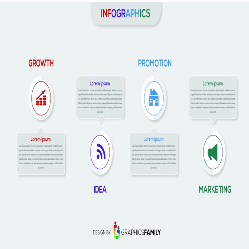 فایل اینفوگرافیک چهار مرحله‌ای با تصویر برداری کسب و کار با گزینه‌های اصلی - Four steps infographics with main option business vector image