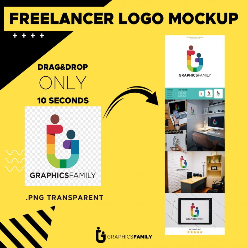 فایل پیش‌نمایش موکاپ لوگوی فریلنسر - Freelancer Logo Preview Mockup