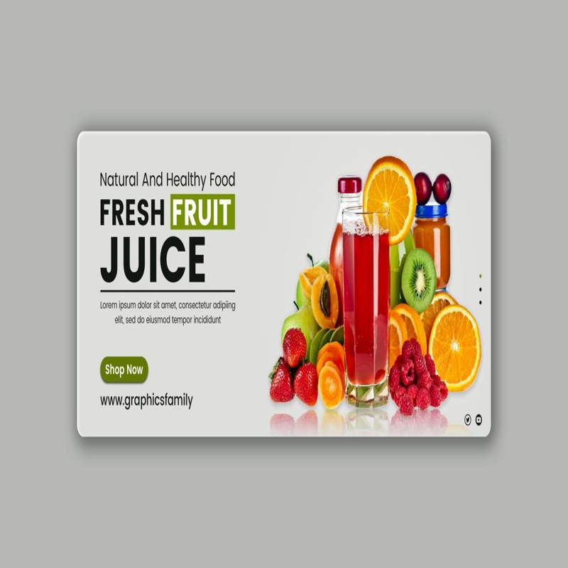 فایل طراحی بنر وب ساده میوه‌های تازه - Fresh Fruits Simple Web Banner Design