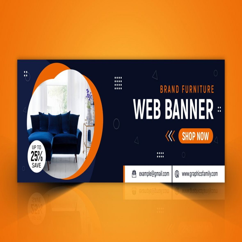 فایل طرح بنر وب سایت کسب و کار مبلمان PSD - Furniture Business Web Banner Template PSD