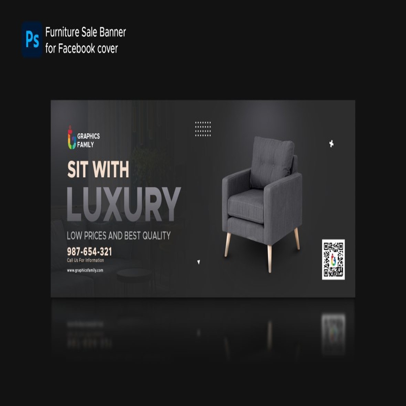 فایل بنر فروش مبلمان برای کاور فیسبوک - Furniture Sale Banner for Facebook Cover