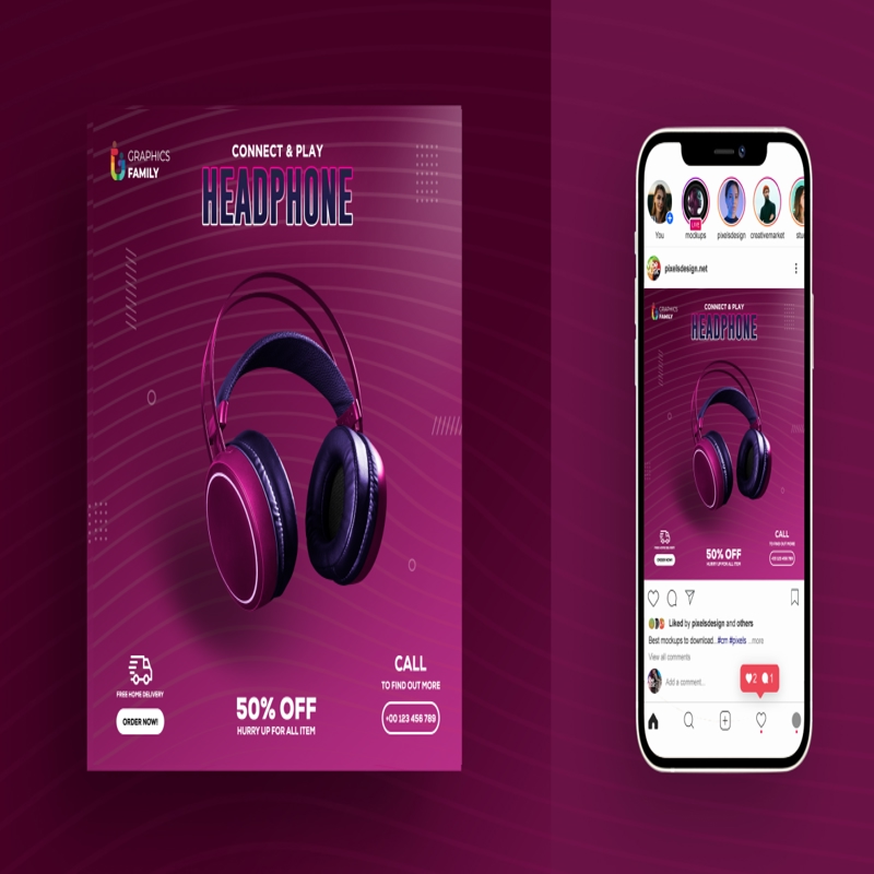 فایل بنر تبلیغاتی فروش گجت برای شبکه‌های اجتماعی و پست اینستاگرام - Gadget Promotion Sale Banner for Social Media & Instagram Post
