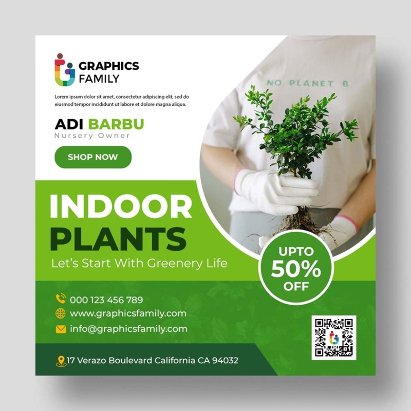 فایل الگوی رسانه اجتماعی فروشگاه باغ و گیاهان - Garden and Plants Shop Social Media Template