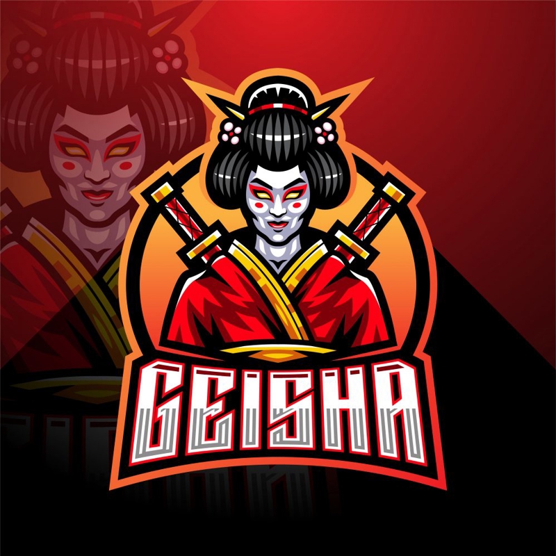 فایل الگوی لوگوی گیشا - Geisha Mascot Logo Template