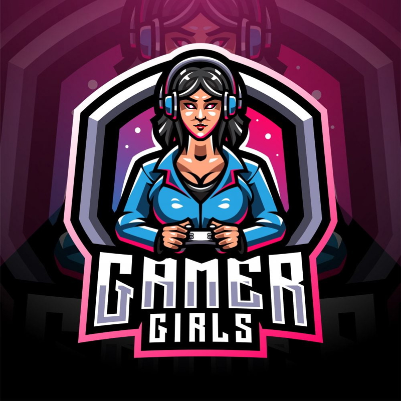 فایل الگوی لوگوی طلسم ورزش‌های الکترونیکی دختران - Girls Esports Mascot Logo Template