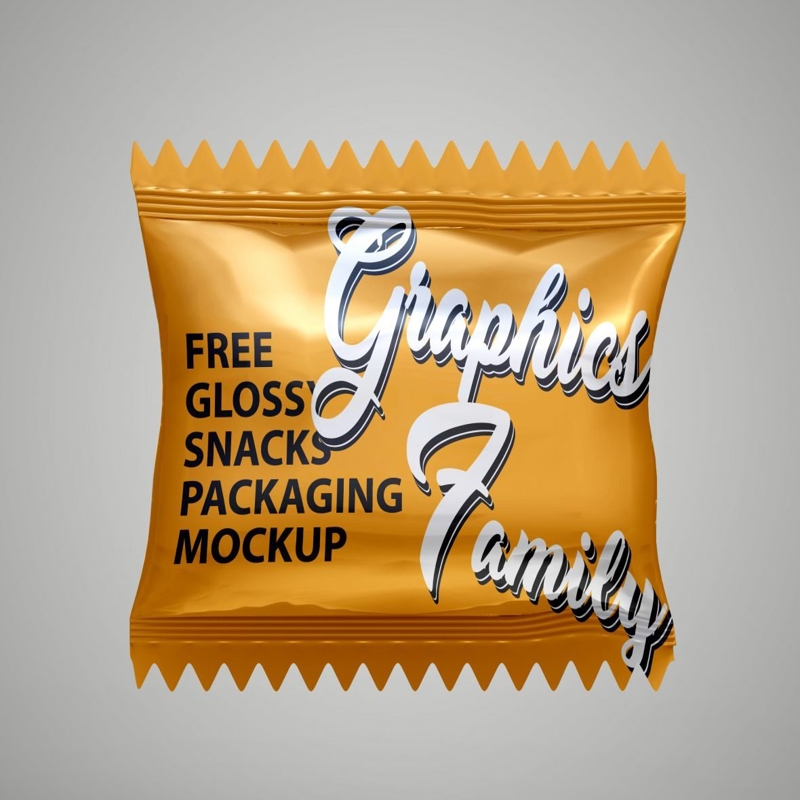 فایل ماکت بسته‌بندی تنقلات براق - Glossy Snacks Packaging Mockup