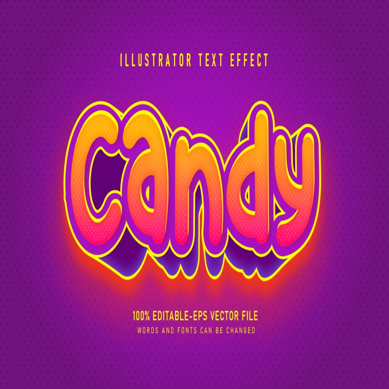 فایل جلوه‌های متنی آب‌نبات‌های درخشان قابل ویرایش - Glowing Candy Text Effects Editable