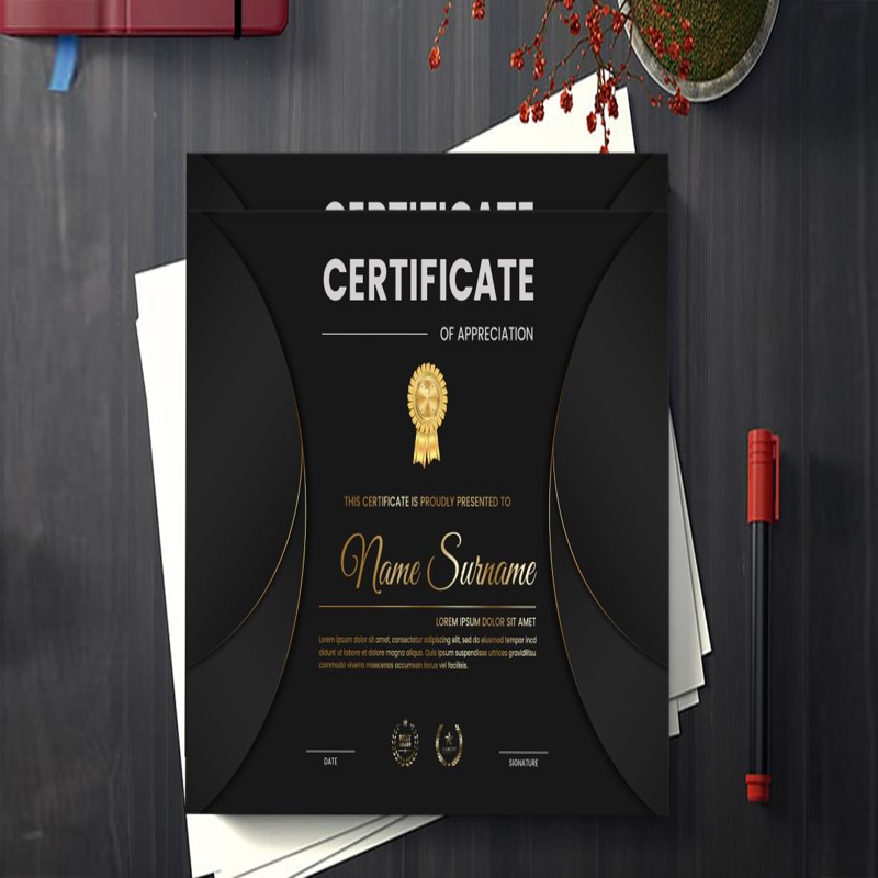 فایل الگوی طراحی گواهی طلا و سیاه - Gold and Black Certificate Design Template