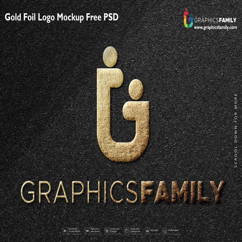 فایل موکاپ لوگو فویل طلایی PSD - Gold Foil Logo Mockup PSD