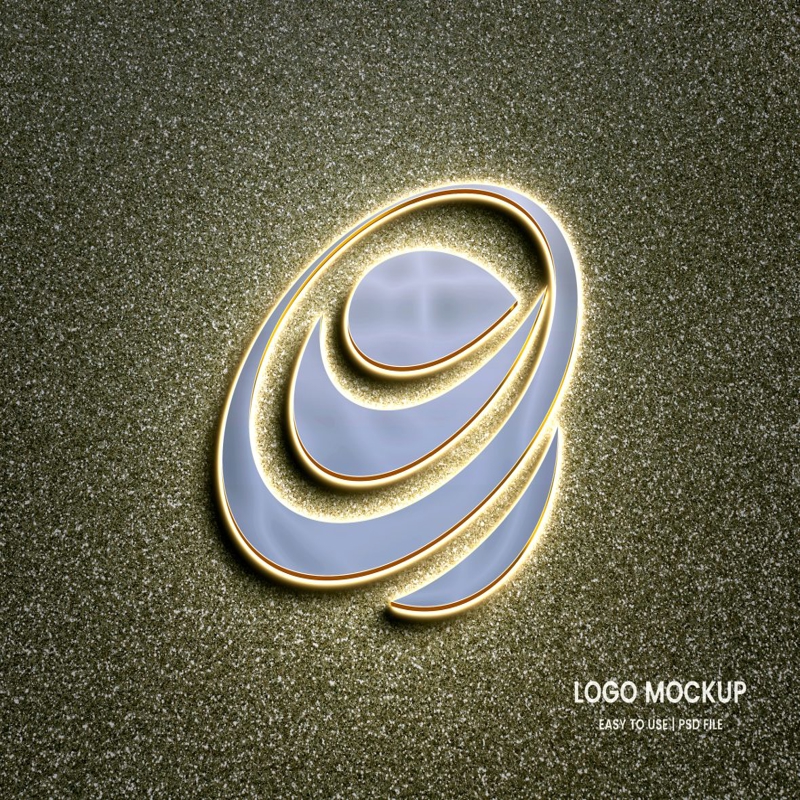 فایل موکاپ لوگو نور طلایی - Golden Light Logo Mockup