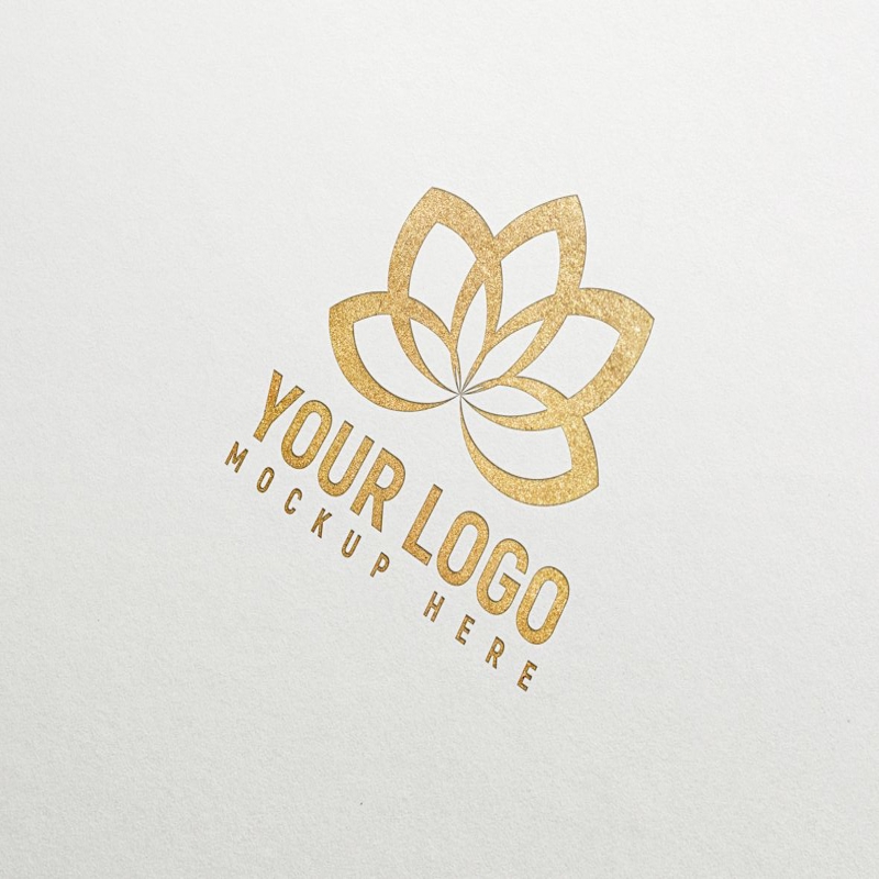فایل موکاپ لوگو کاغذی طلایی - Golden Paper Logo Mockup