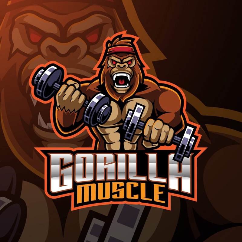 فایل لوگوی طلسم عضله گوریل - Gorilla Muscle Mascot Logo