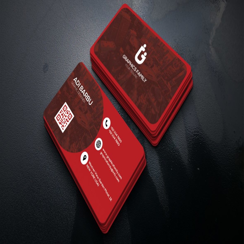 فایل قالب کارت ویزیت قرمز طراح گرافیک - Graphic Designer Red Visiting Card Template