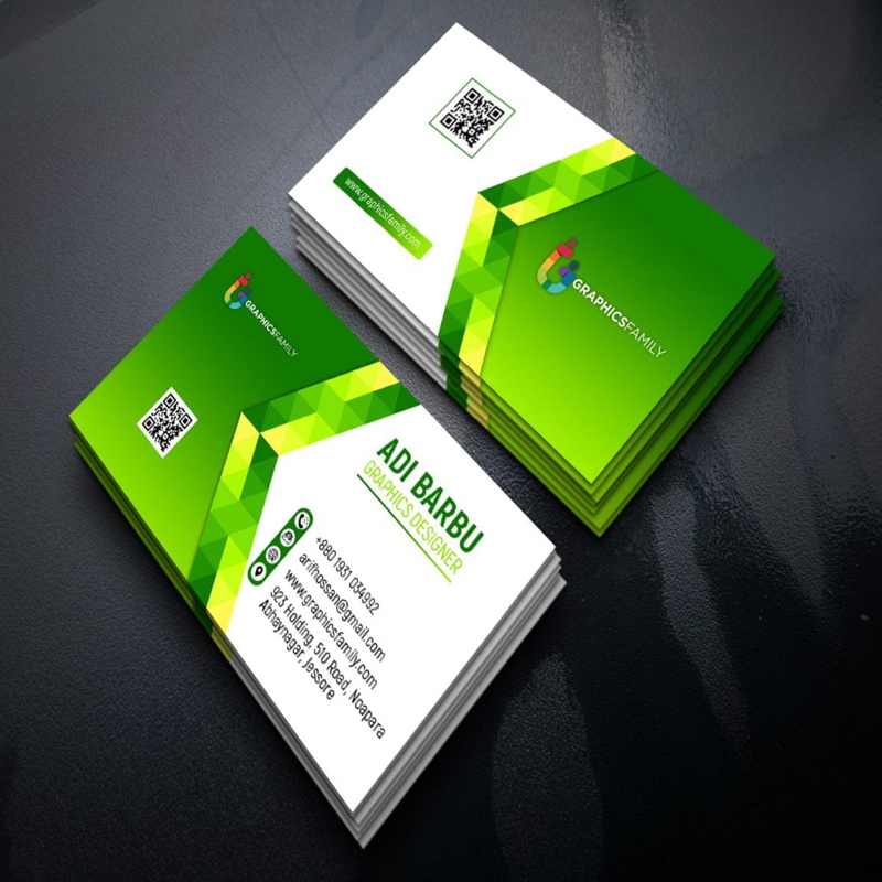 فایل طرح PSD کارت ویزیت انتزاعی سبز - Green Abstract Business Card PSD Template