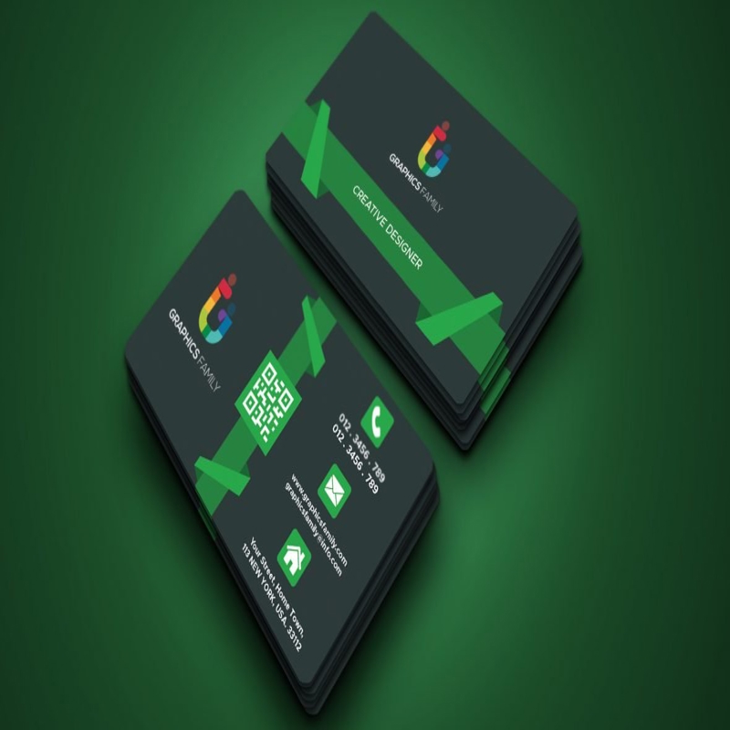 فایل طراحی کارت ویزیت مدرن انتزاعی سبز - Green Abstract Modern Business Card Design